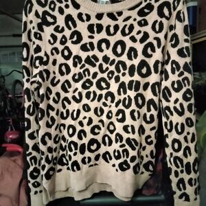 a new day Animal Print Sweater - Black and Tan